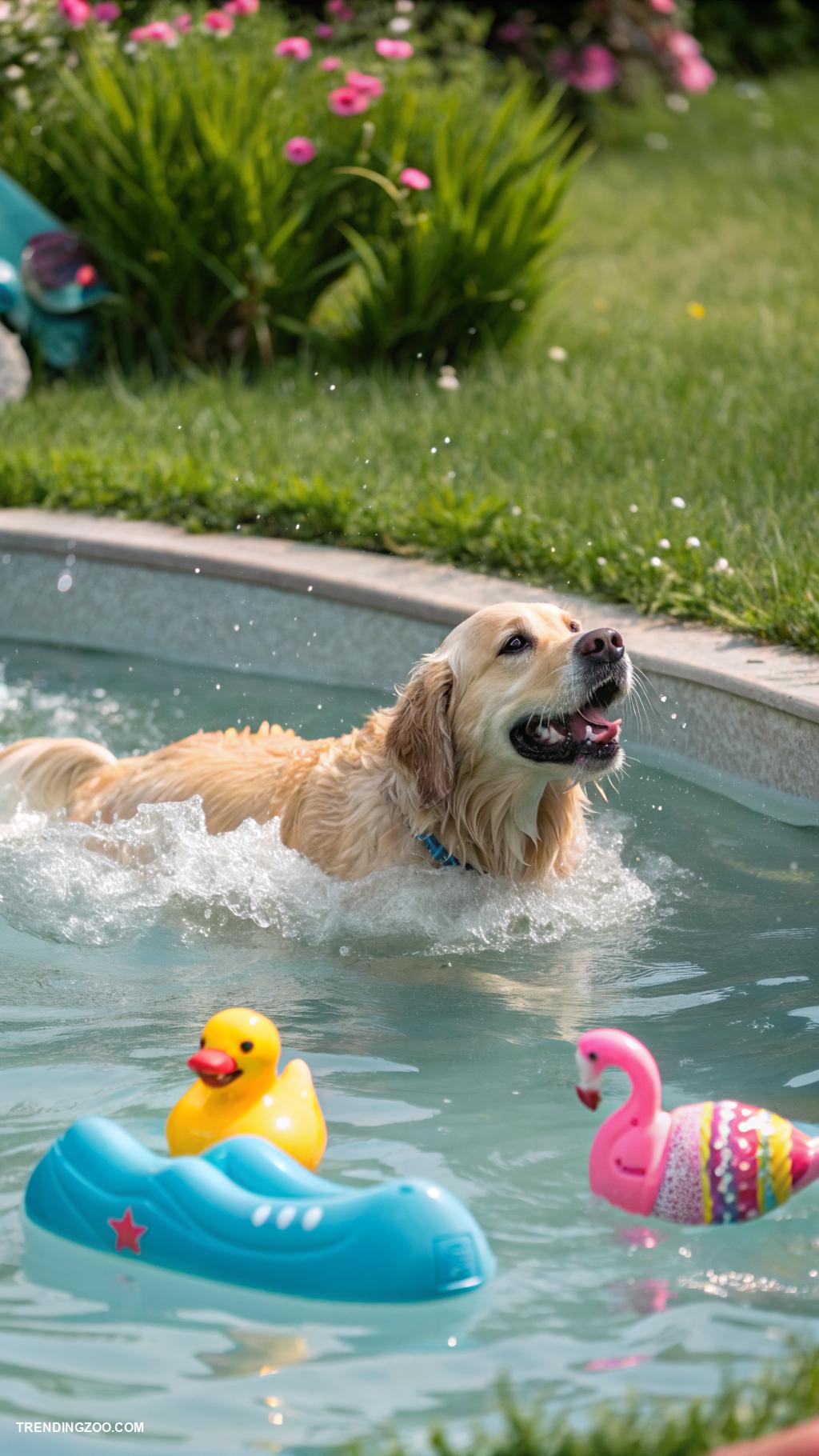 dog pond Provide floating toys for water play