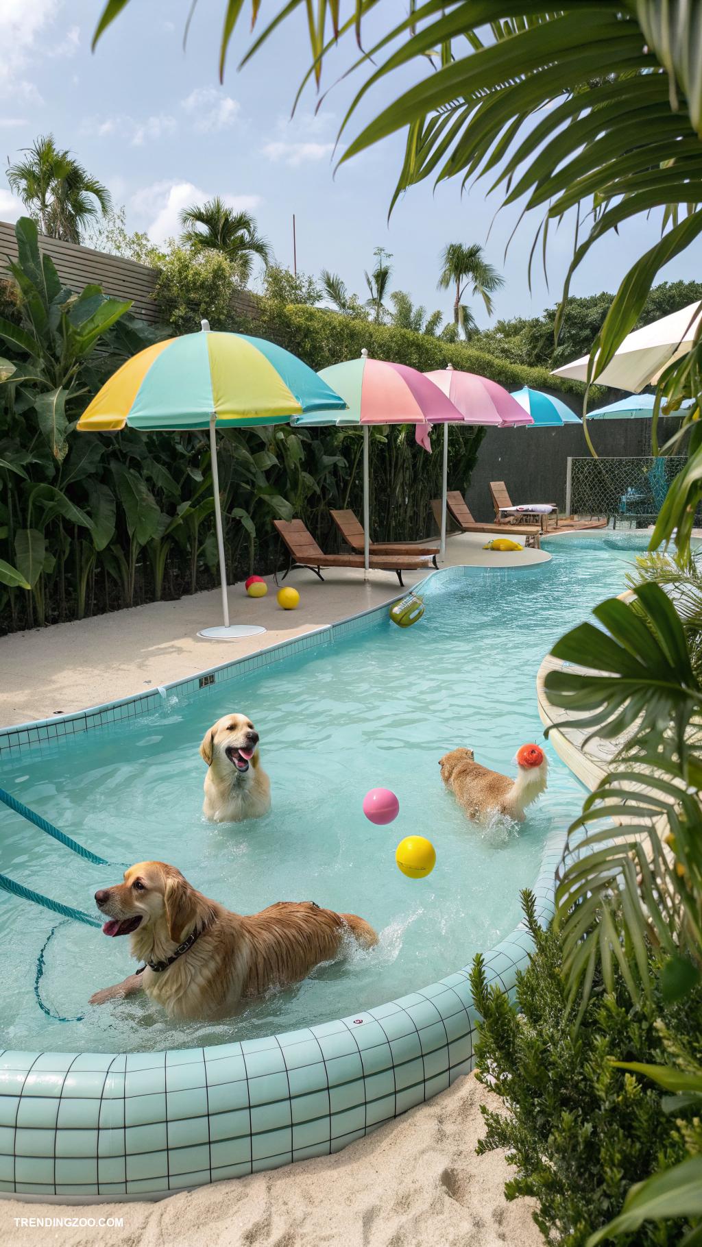 dog swimming pools Beach themed dog swimming area