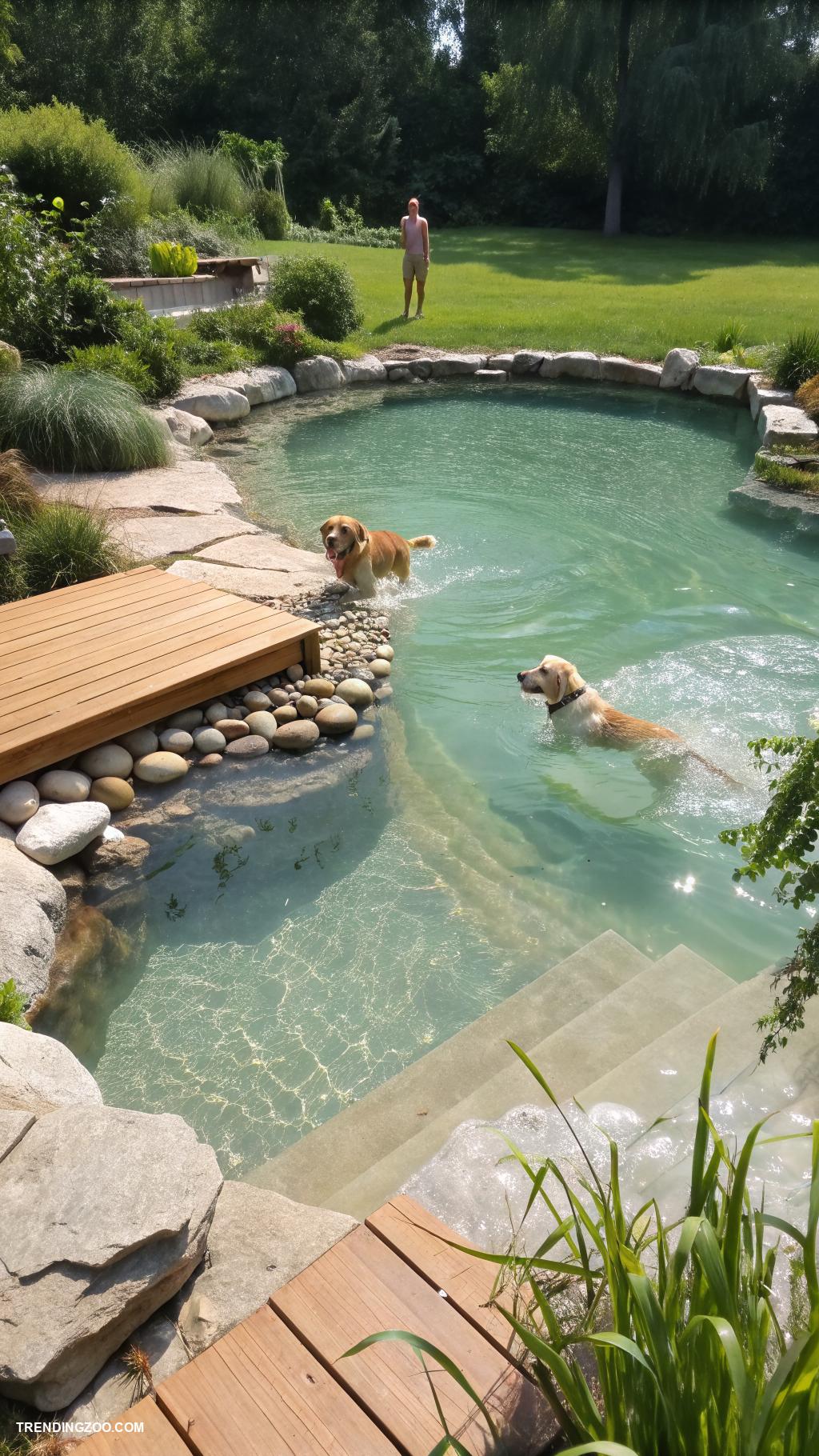 dog swimming pools Natural pond design for dog swimming