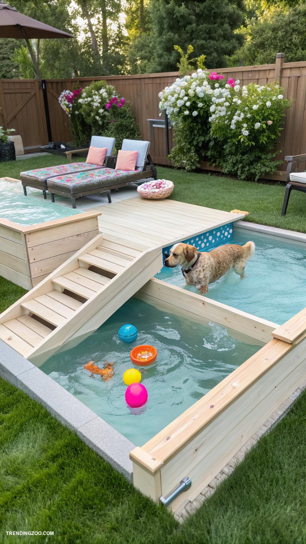 dog swimming pools Raised platform with shallow water area