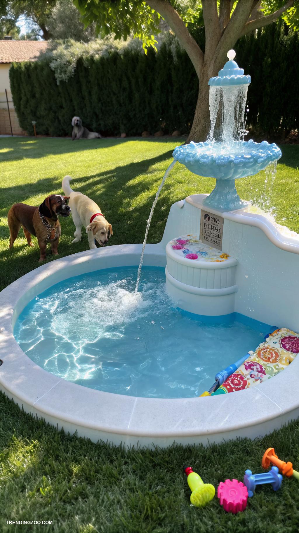 dog swimming pools Water fountain feature for cooling off