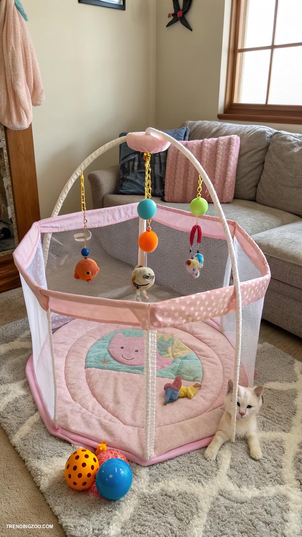 kitten playpen Add hanging toys for engagement