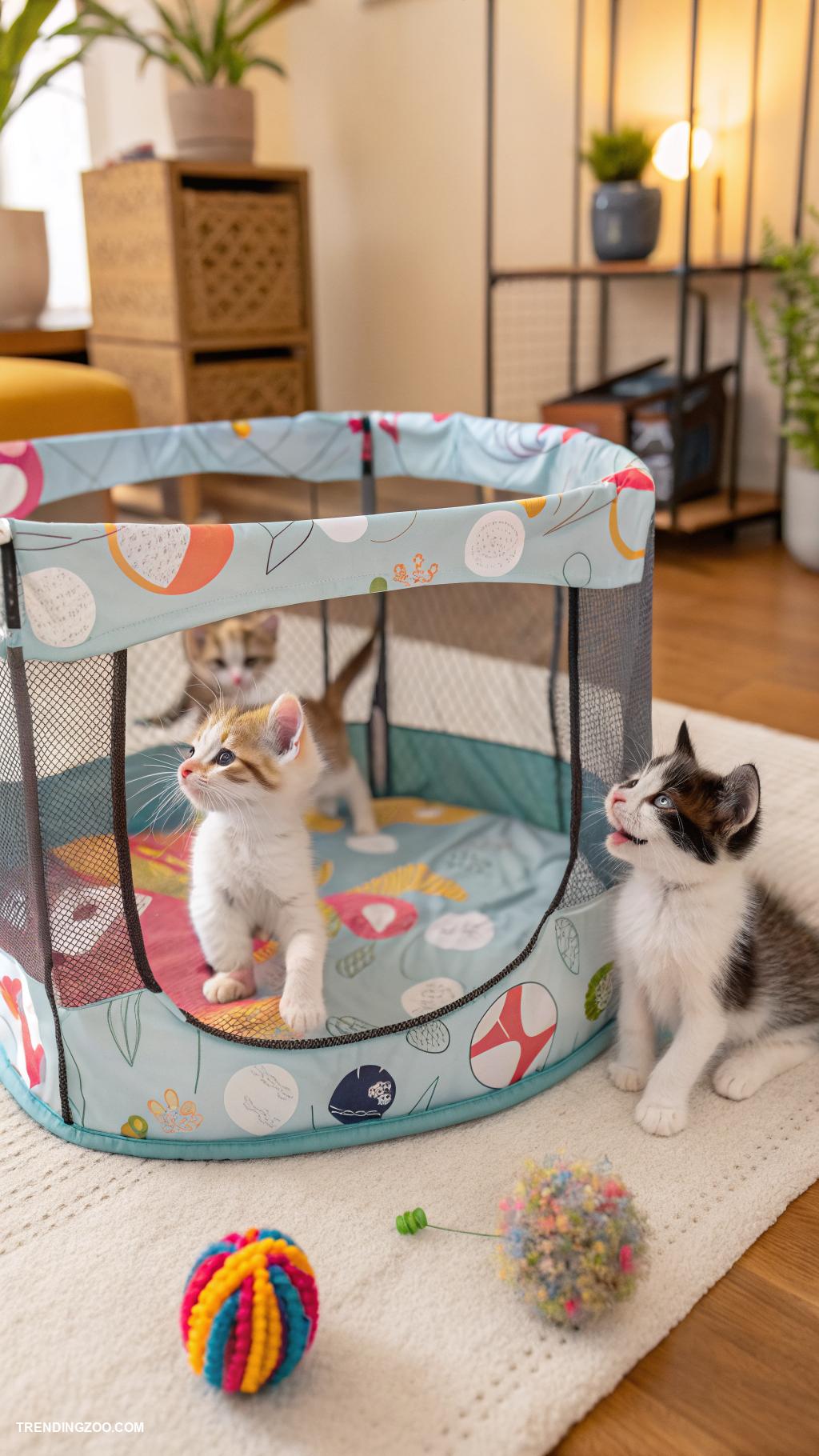 kitten playpen Create a designated play area with mats