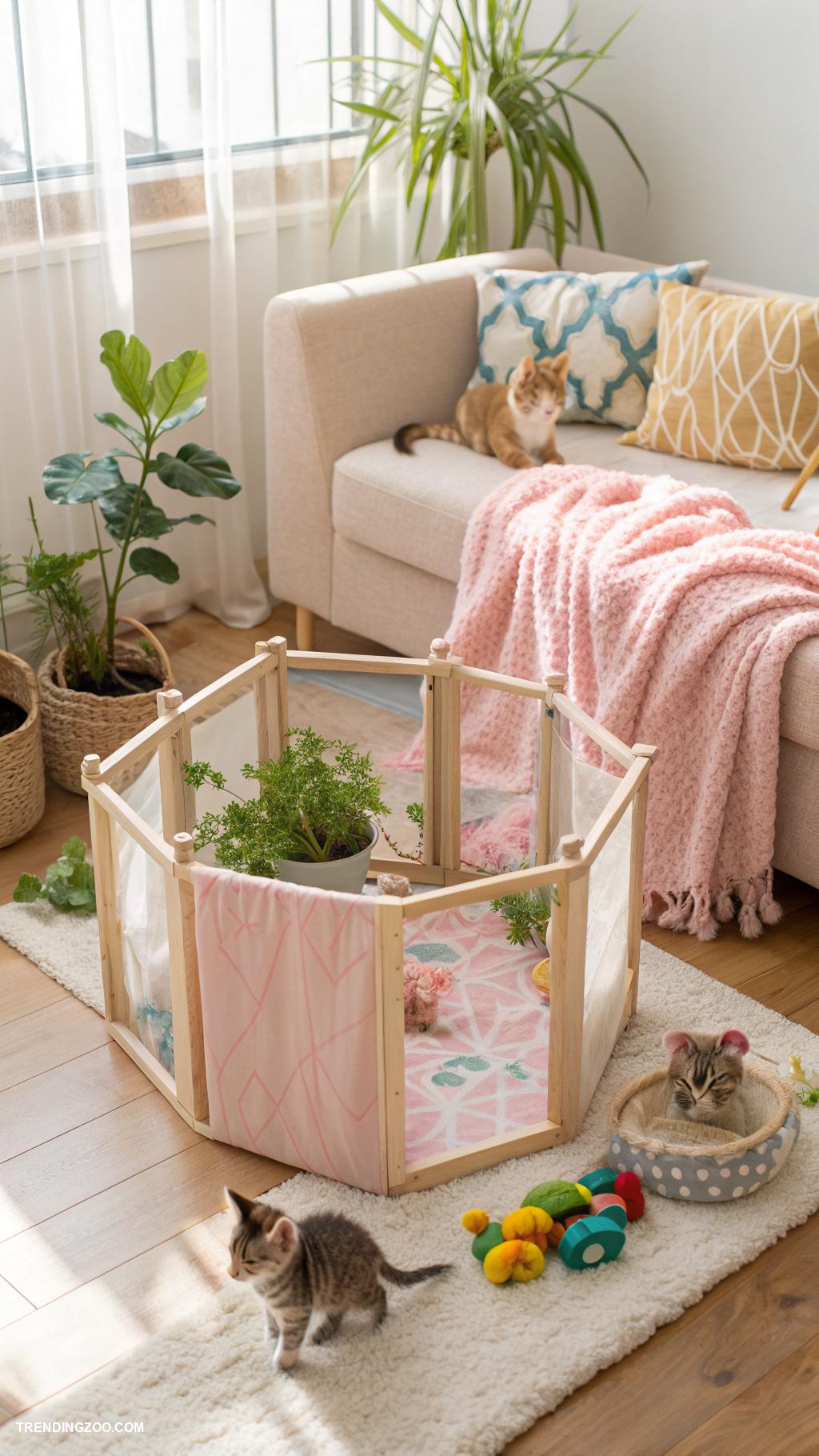 kitten playpen Decorate with cat safe plants