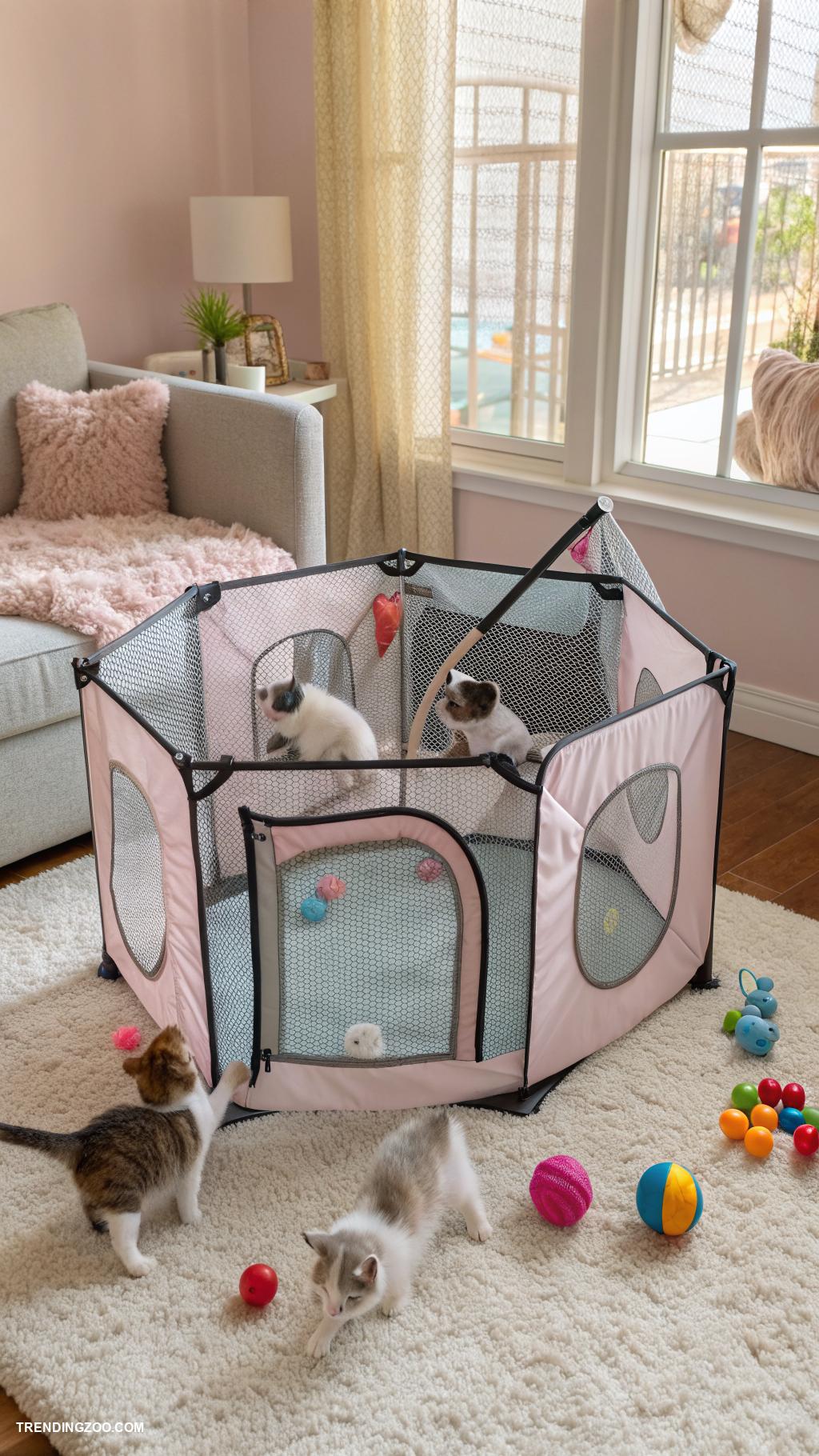 kitten playpen Use mesh walls for visibility and ventilation