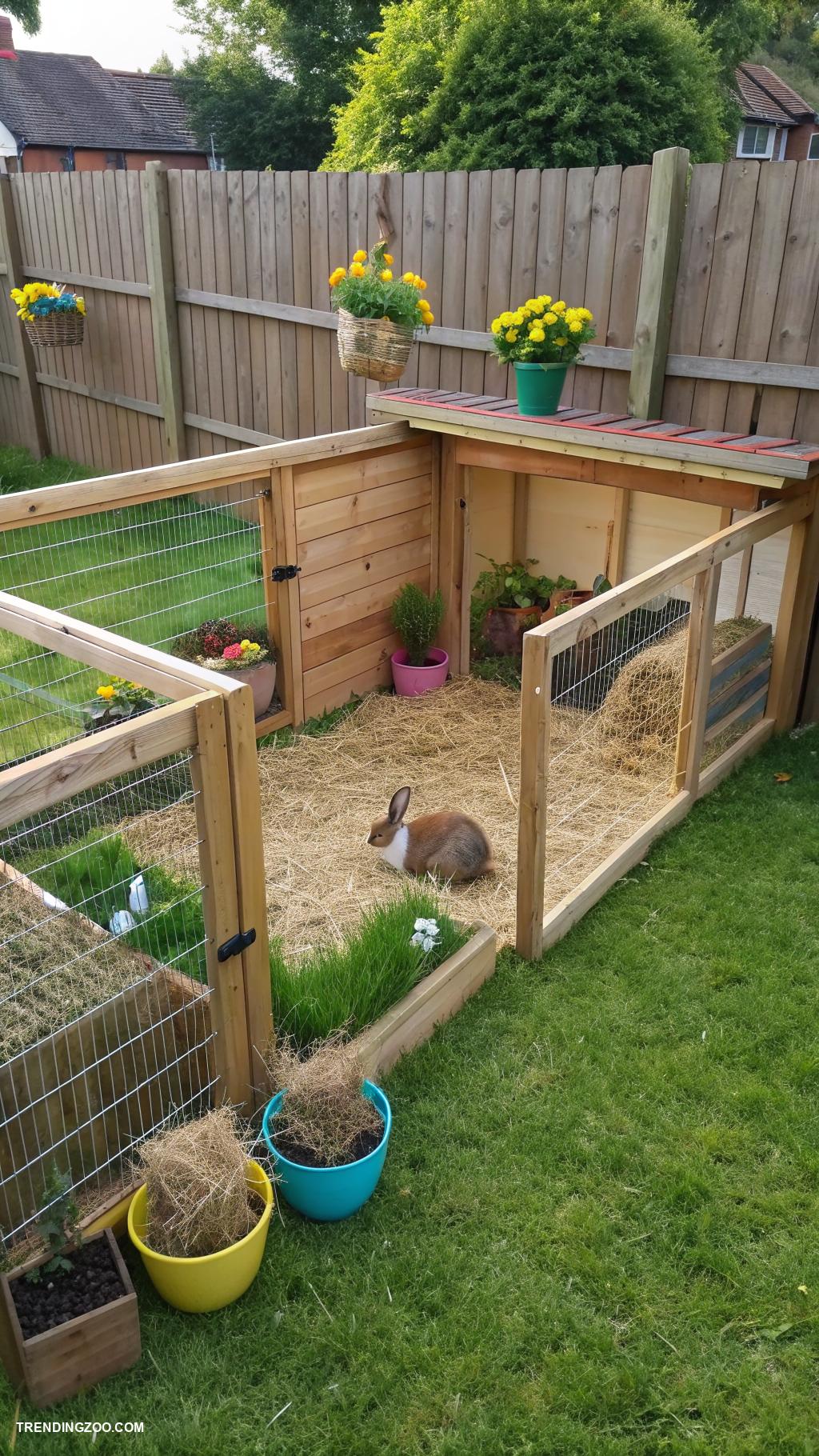 outdoor bunny enclosure Enclosed run with digging space
