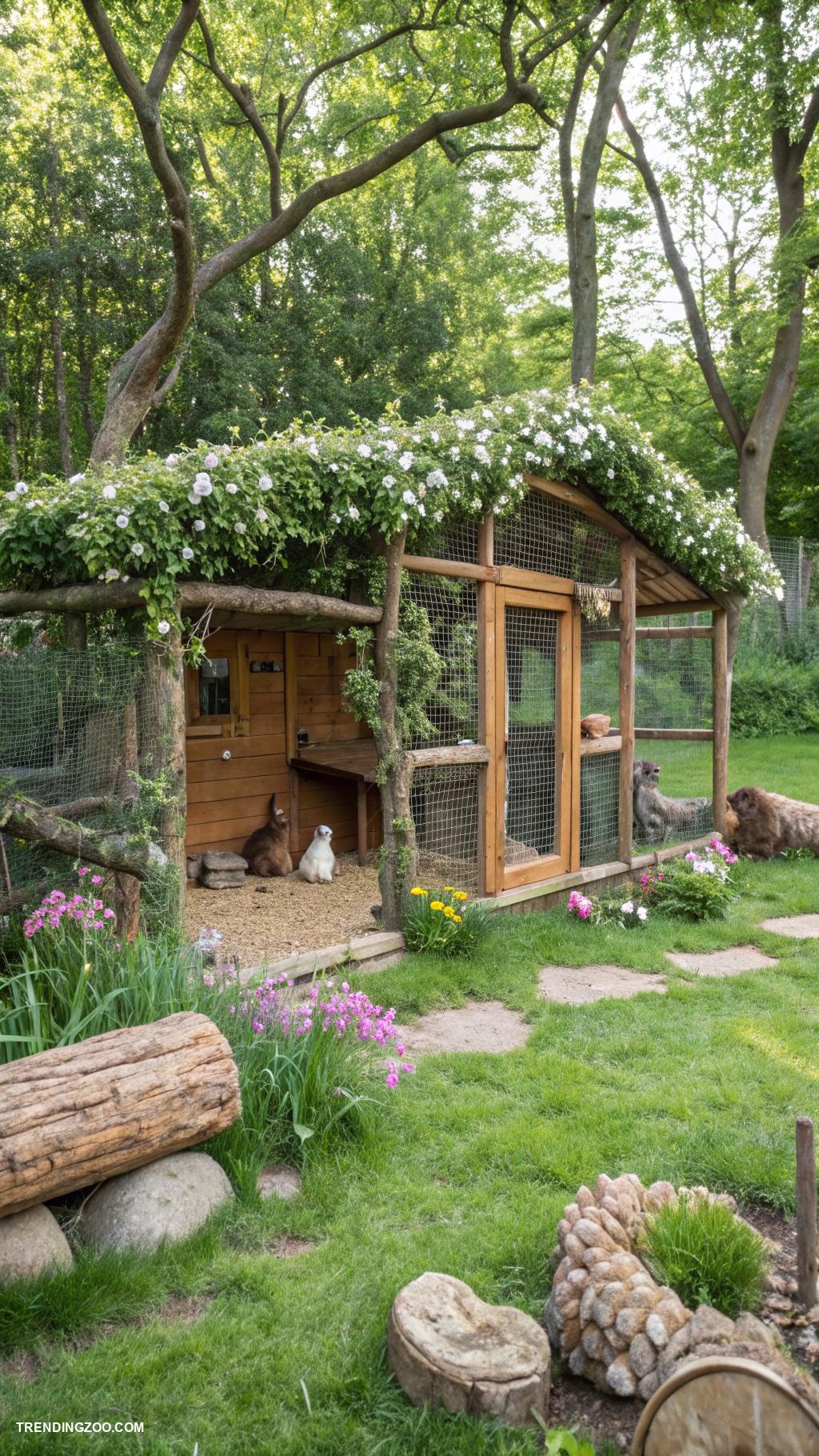 outdoor bunny enclosure Natural foliage covered retreat spots