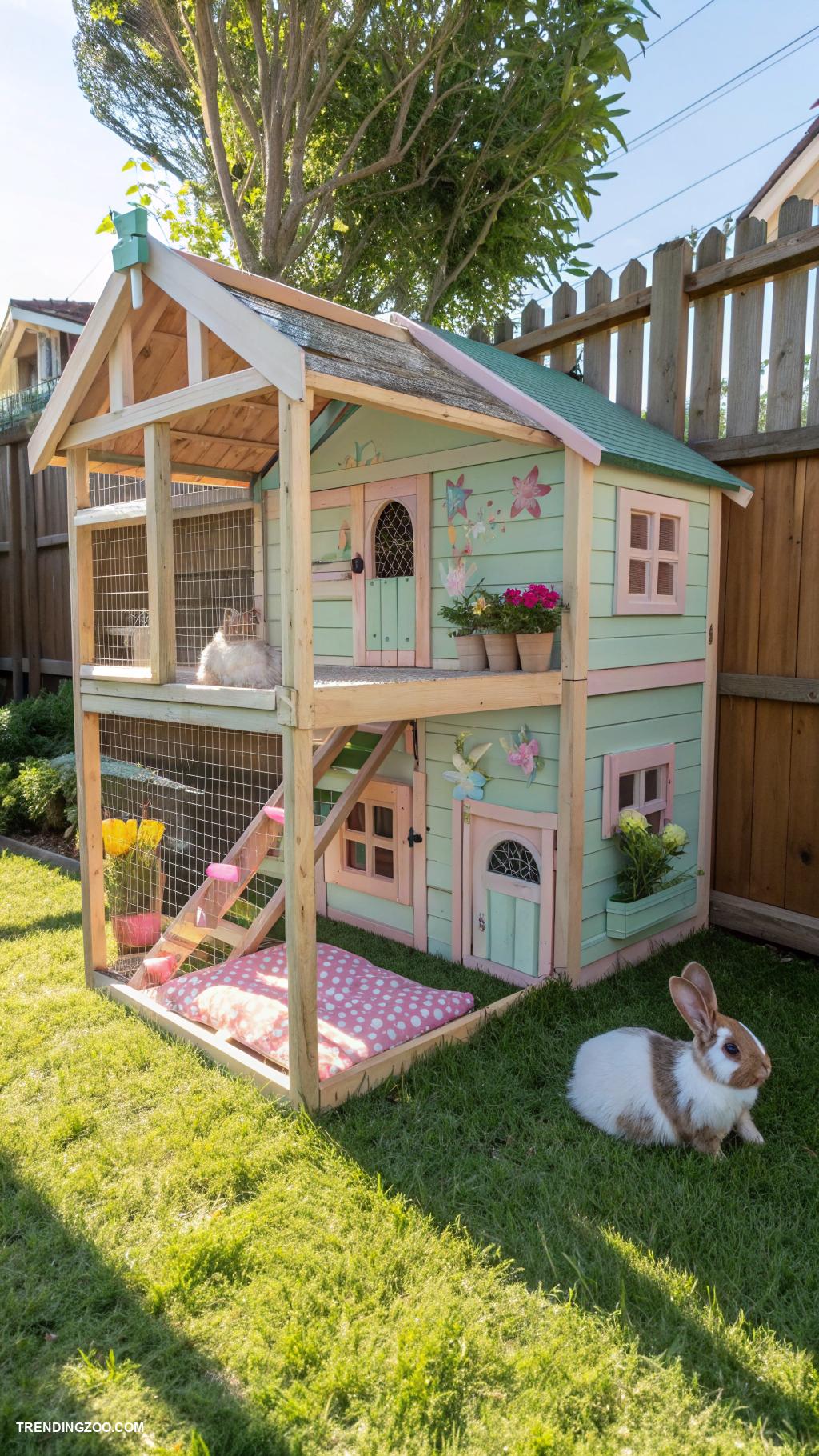 outdoor bunny enclosure Wooden playhouse with outdoor hutches