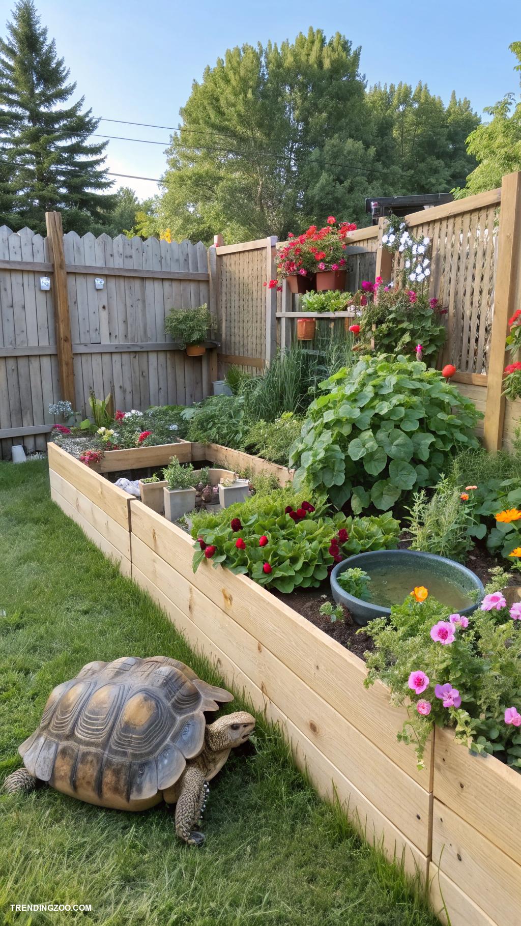 outdoor tortoise enclosure Diy turtle garden with edible plants