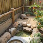 outdoor tortoise enclosure Enclosure with rocks for basking spots