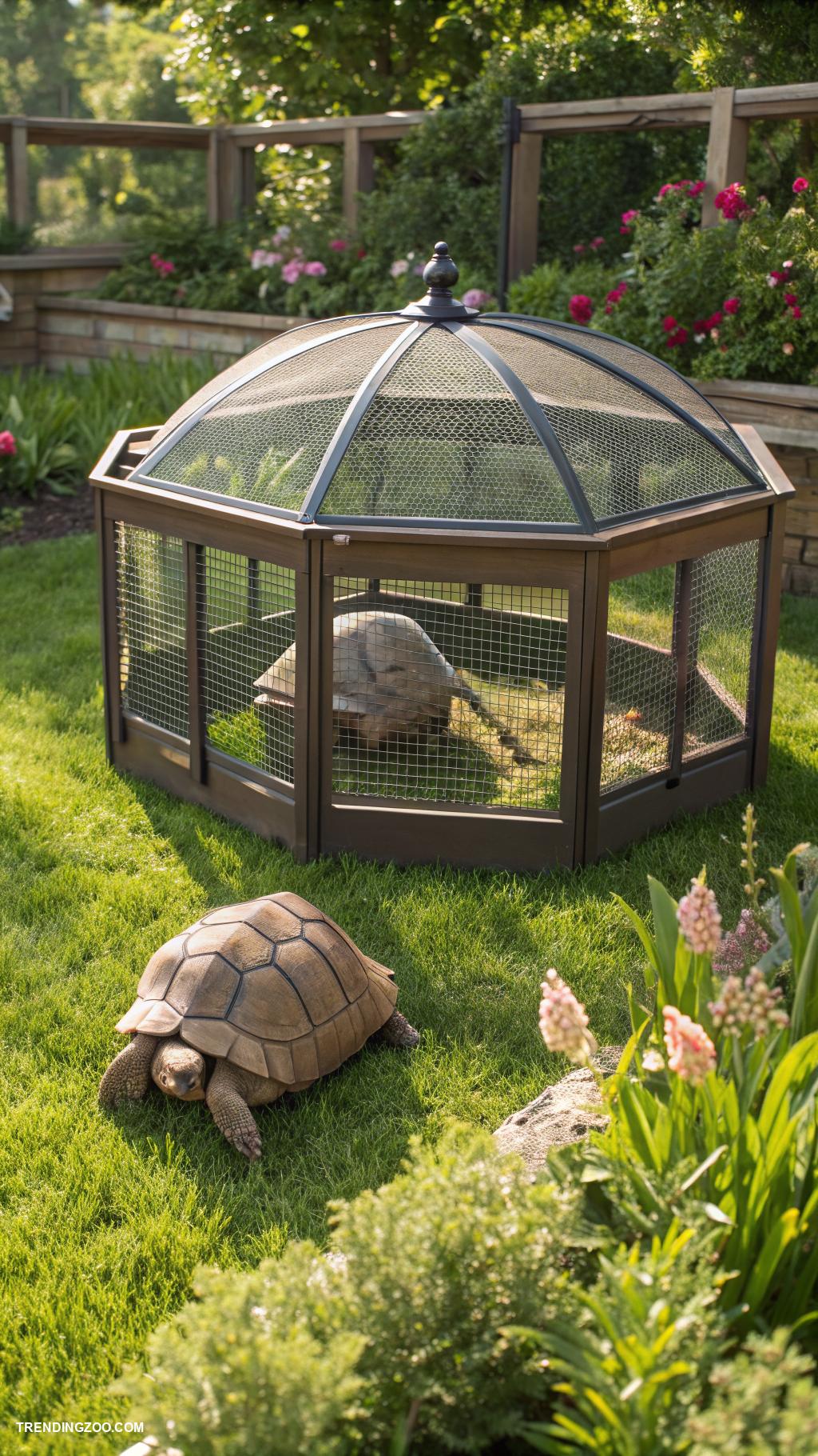 outdoor tortoise enclosure Mesh top for ventilation and protection