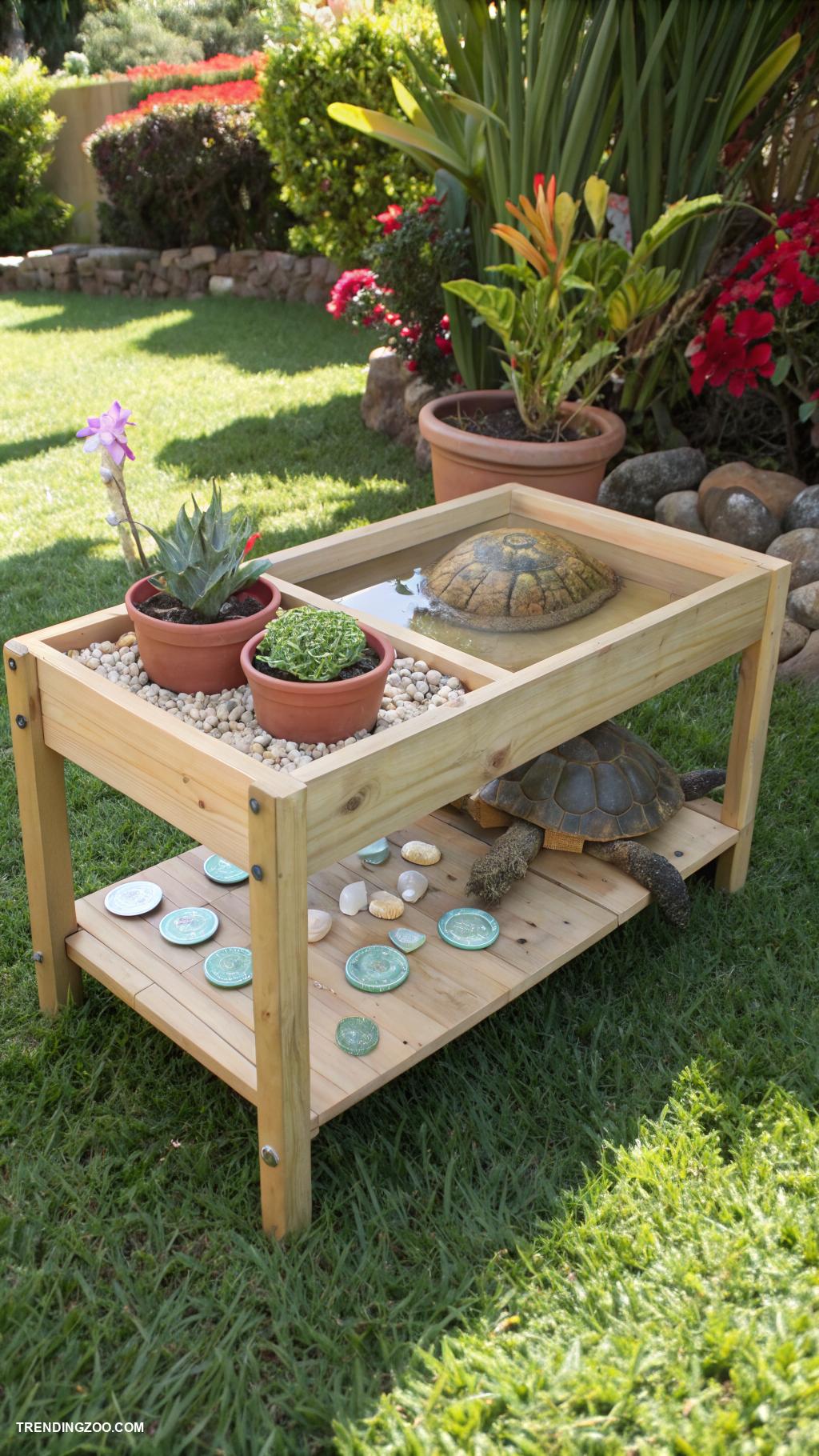 outdoor tortoise enclosure Portable turtle table for sunbathing