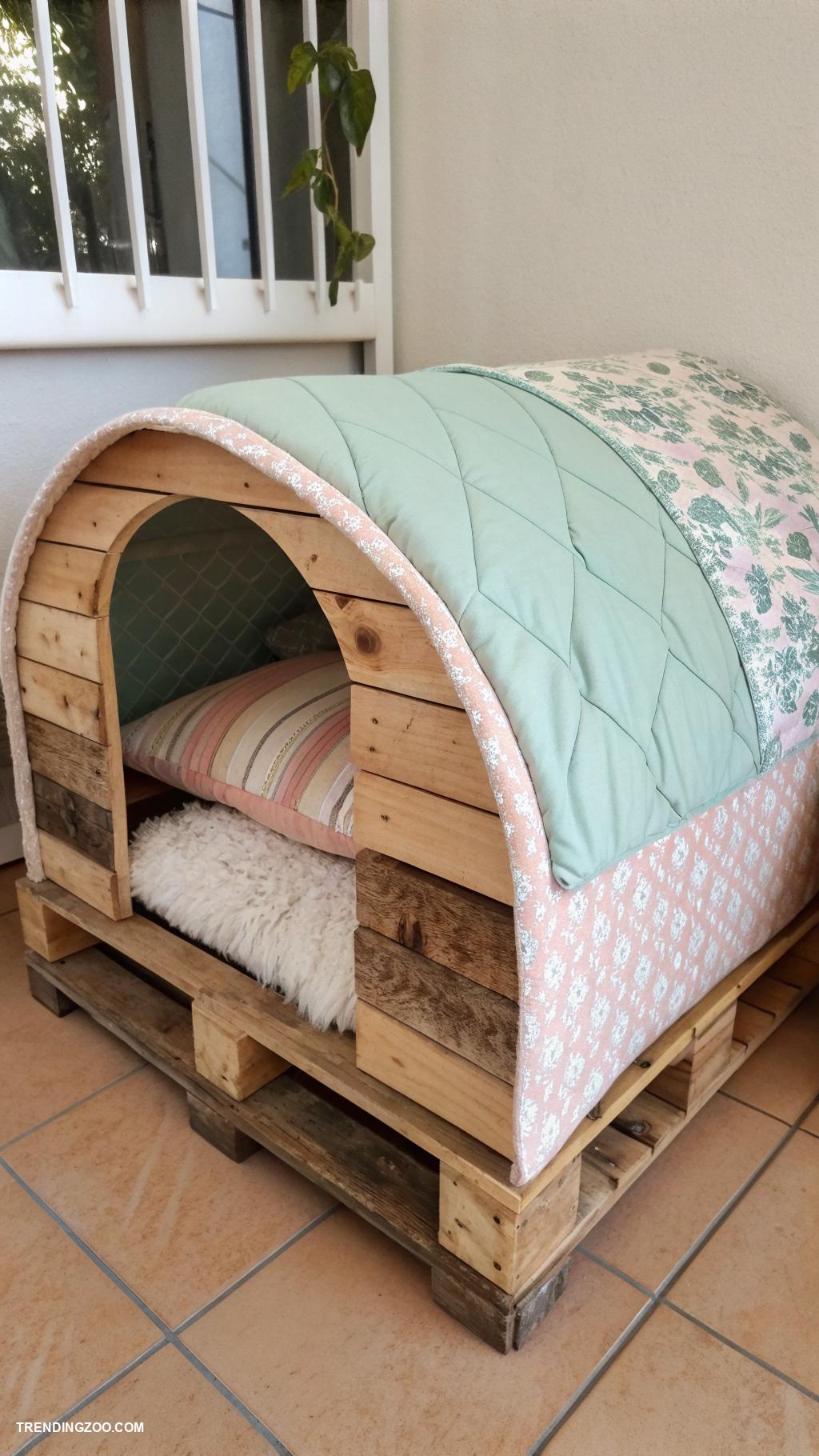 pallet cat house Pallet cat bed with built in shelter
