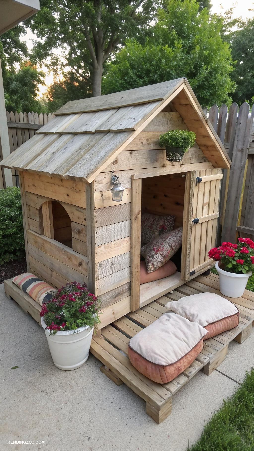pallet cat house Pallet house with removable roof