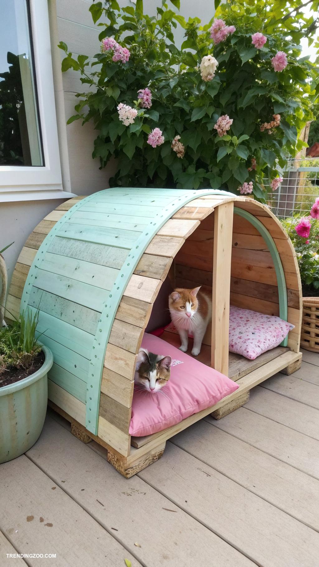 pallet cat house Pallet igloo with curved roof