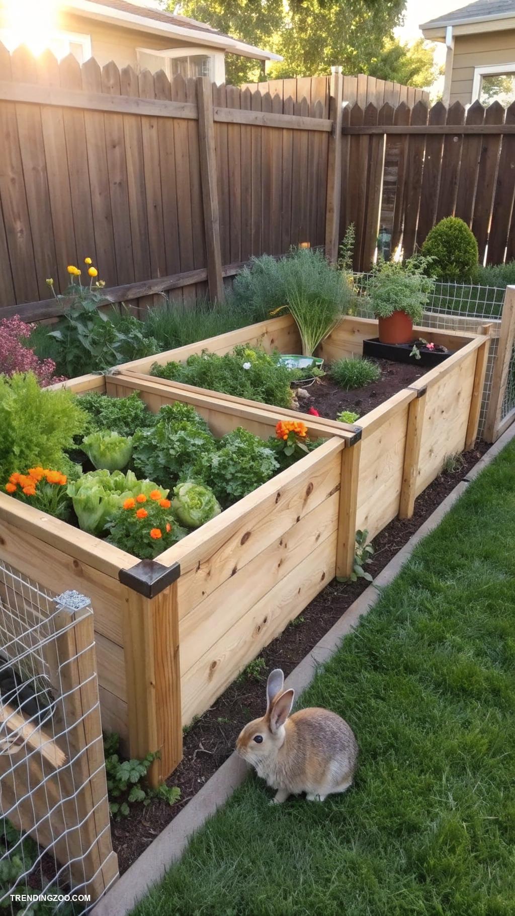rabbit garden ideas Raised veggie beds for easy access