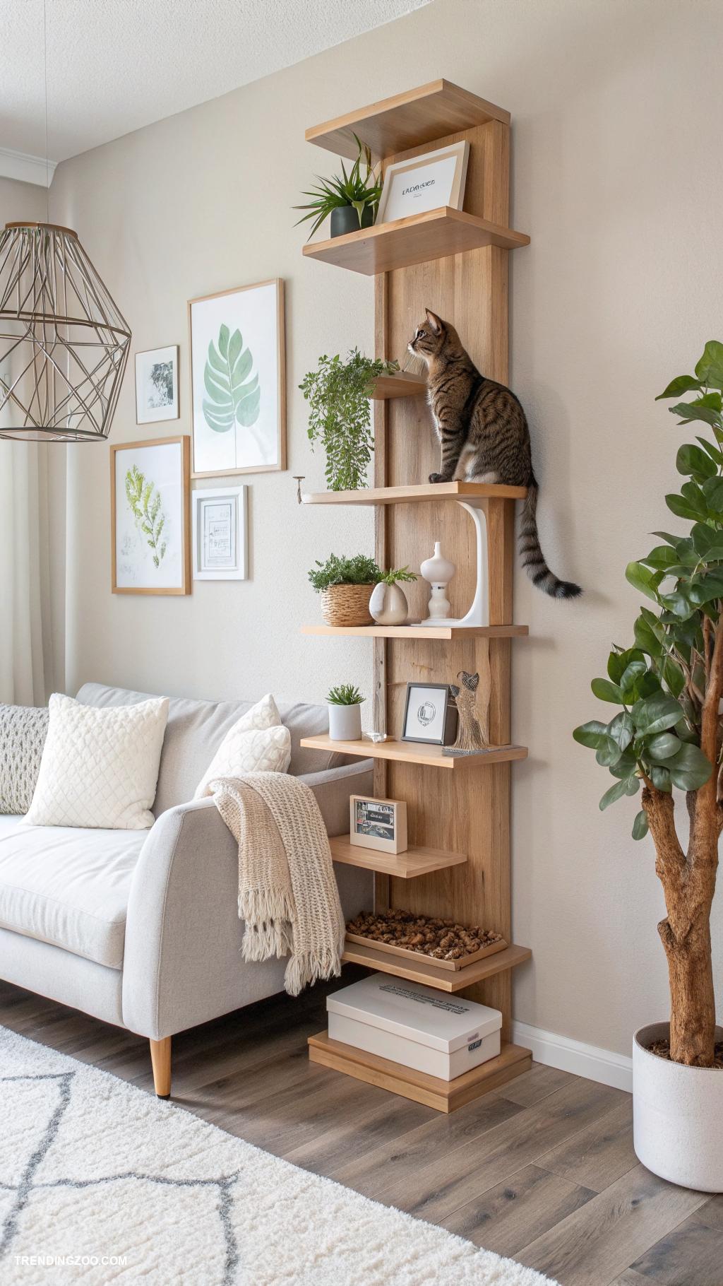diy cat wall climber Cat trees with integrated wall shelving
