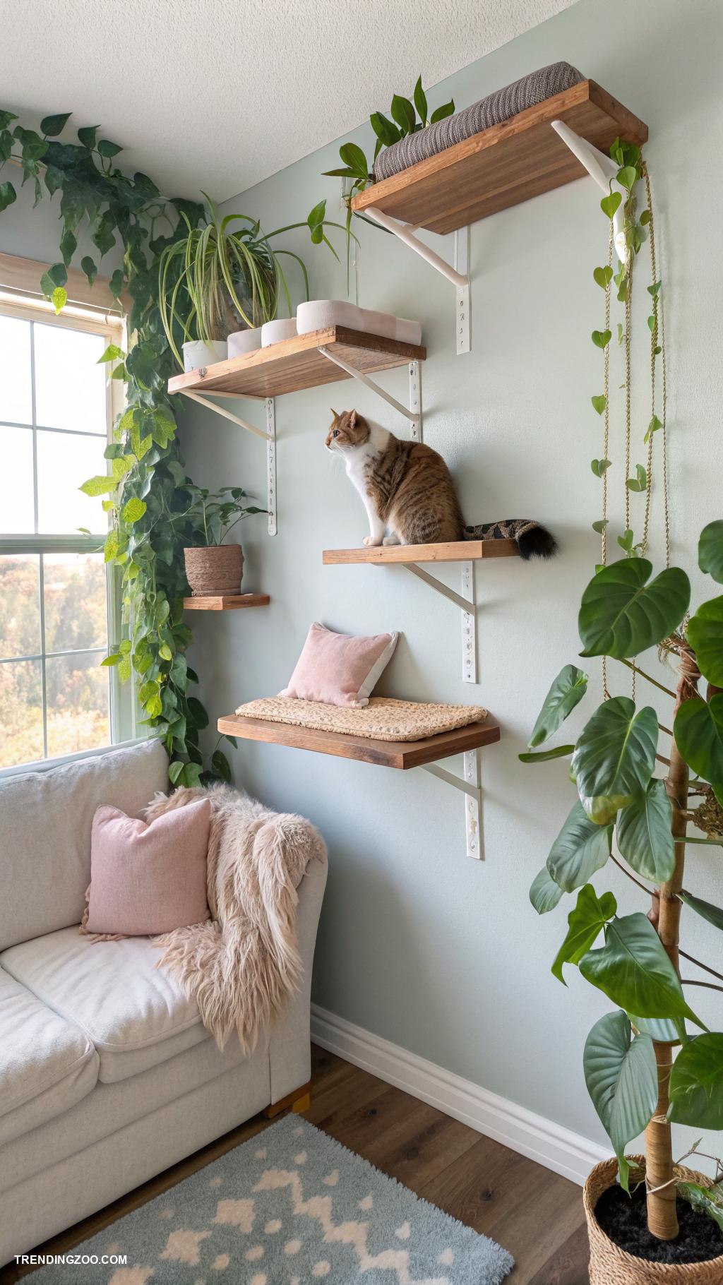 diy cat wall climber Floating platforms with safety guards