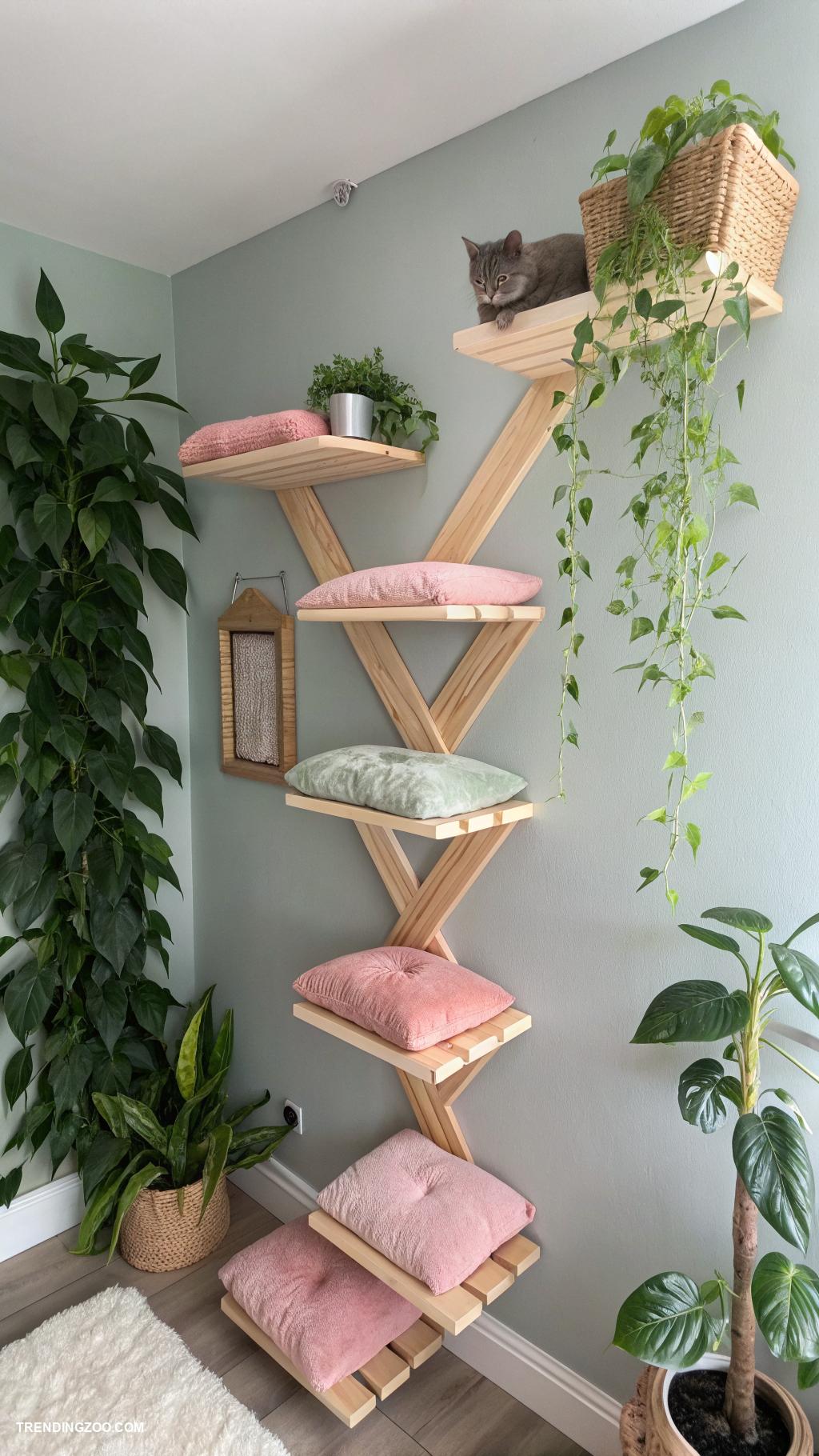 diy cat wall climber Vertical shelves for climbing and resting