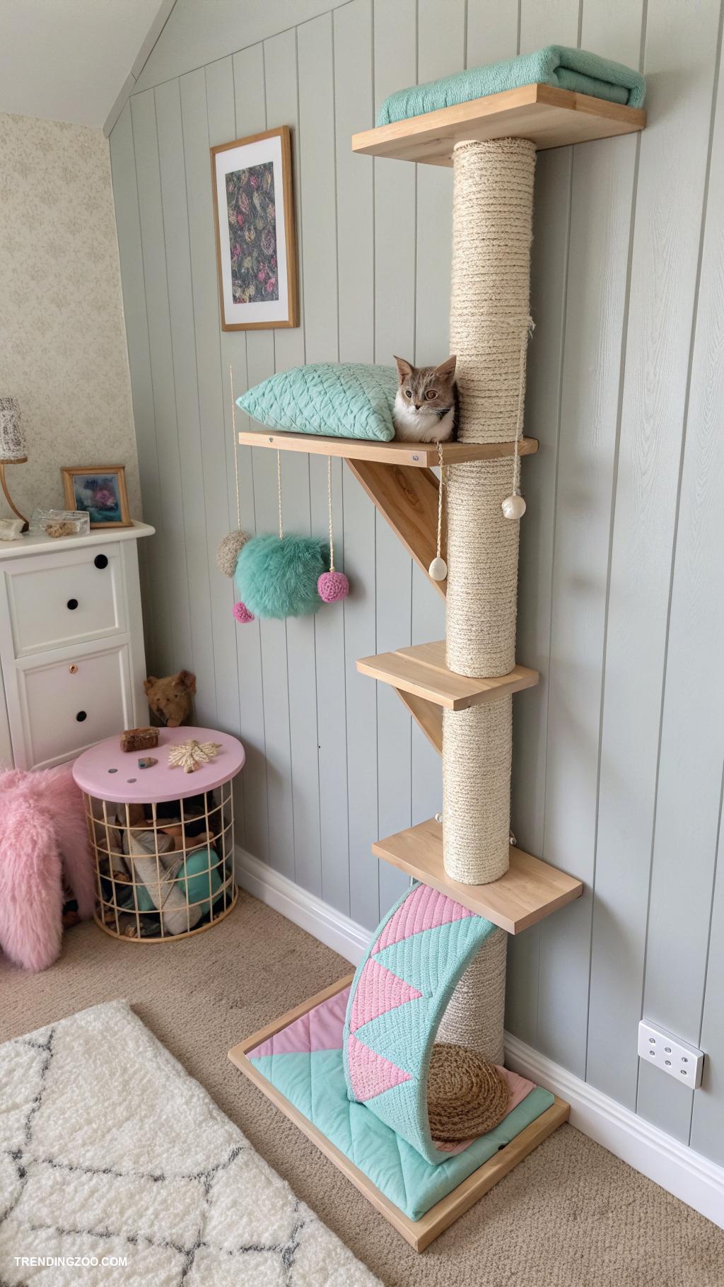 diy cat wall climber Wall mounted scratching posts for exercise