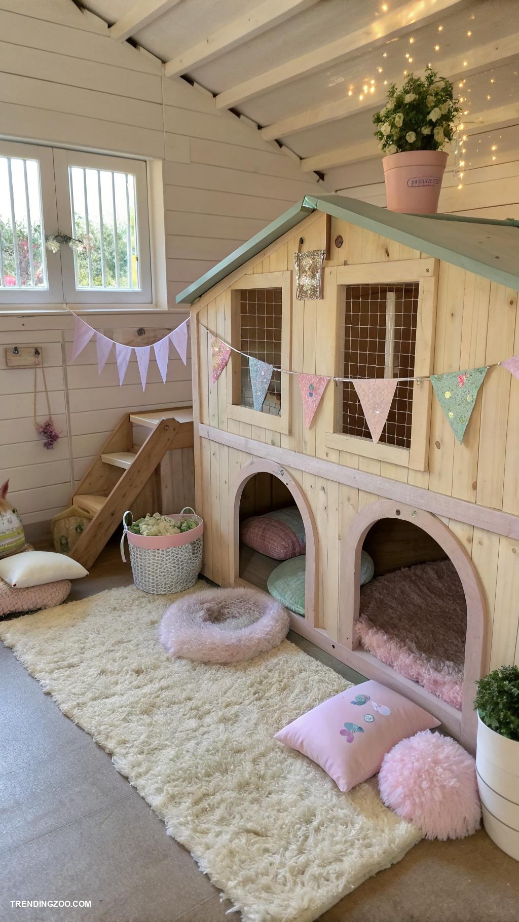 rabbit barn ideas Cozy indoor rabbit playhouse with tunnels