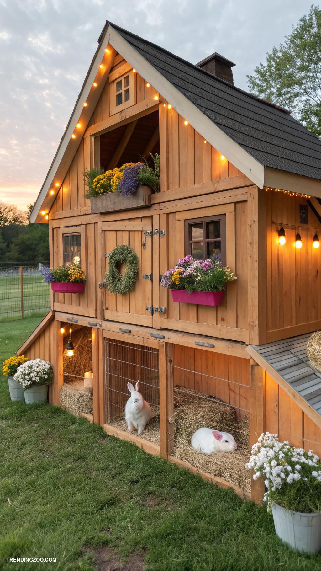 rabbit barn ideas Multi level barn with soft bedding