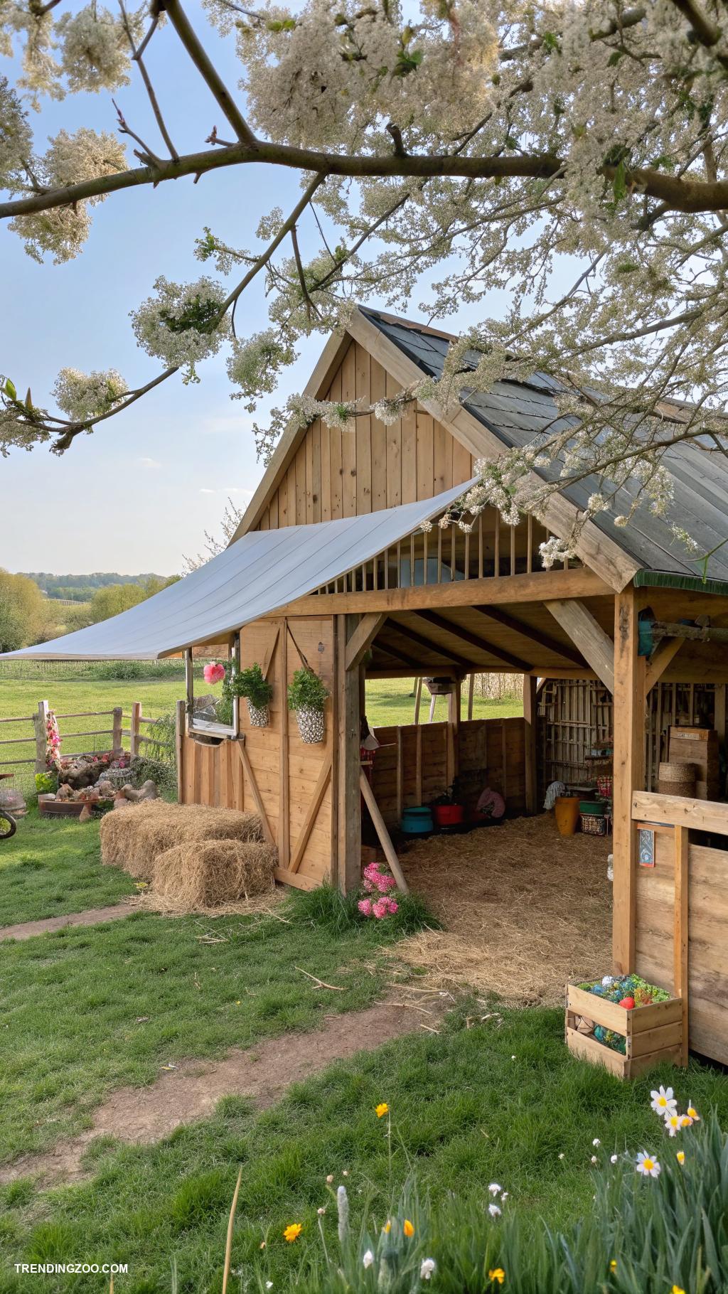 rabbit barn ideas Open air barn with sunshade areas