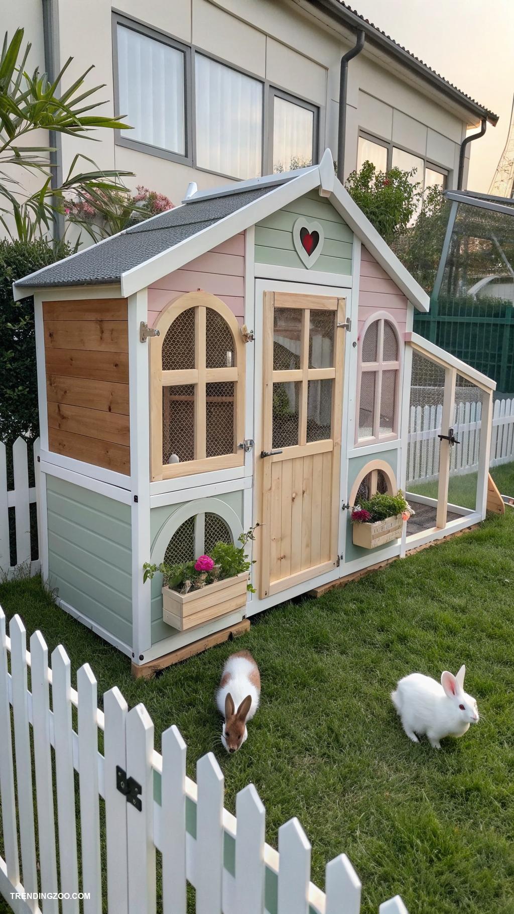 rabbit barn ideas Spacious outdoor hutch with a run